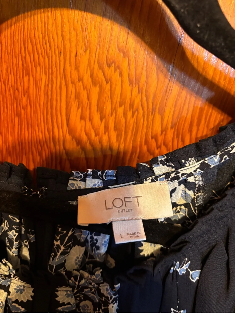 LOFT Navy Floral Short-Sleeve Peasant Blouse - Picture 2 of 4